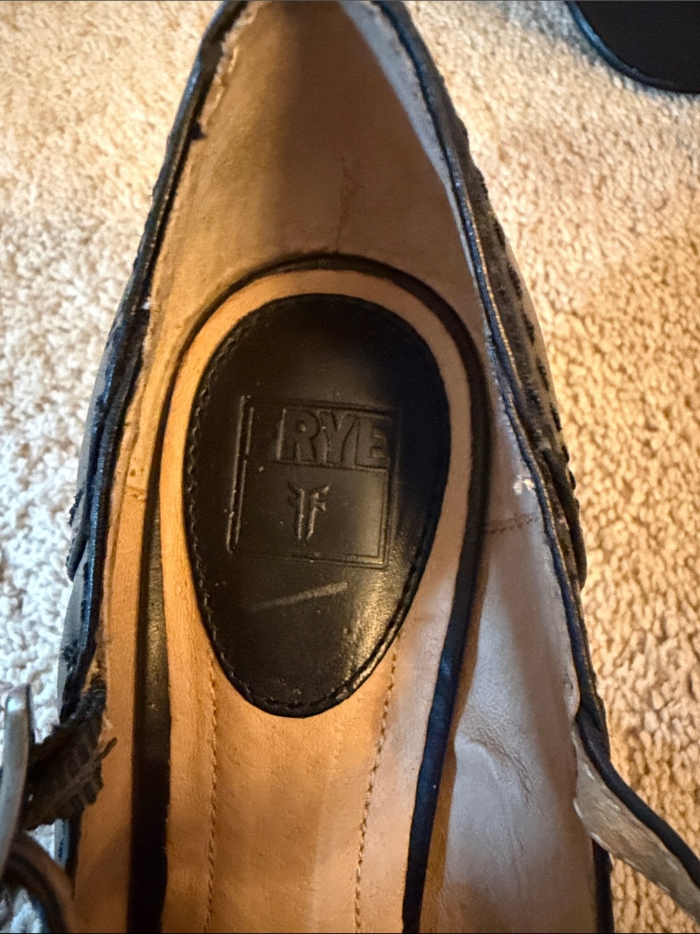 Frye Black Leather T-Strap Mid Heels - Picture 3 of 5